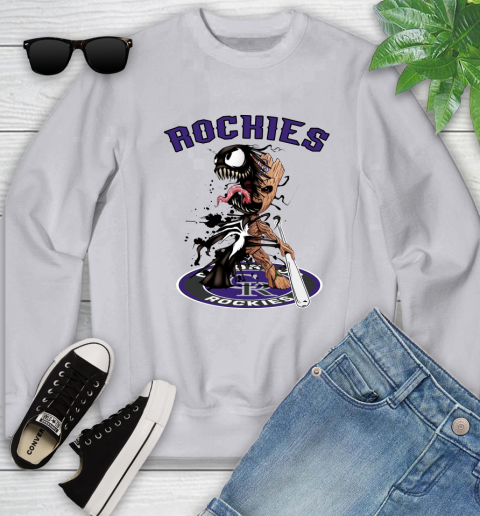 MLB Colorado Rockies Baseball Venom Groot Guardians Of The Galaxy Youth Sweatshirt 4