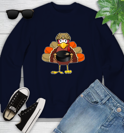 Anaheim Ducks Turkey Thanksgiving Day Youth Sweatshirt 3