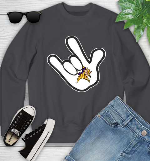 Minnesota Vikings NFL Football Mickey Rock Hand Disney Youth Sweatshirt 6