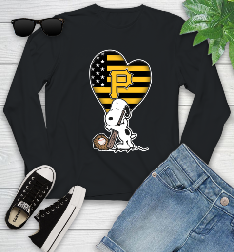 Pittsburgh Pirates MLB Baseball The Peanuts Movie Adorable Snoopy Youth Long Sleeve 2