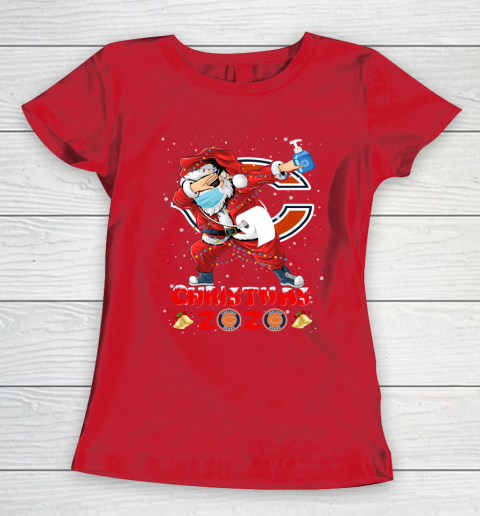 Chicago Bears Funny Santa Claus Dabbing Christmas 2020 NFL Women's T-Shirt 9