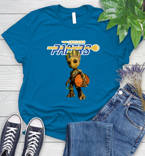 Indiana Pacers NBA Basketball Groot Marvel Guardians Of The Galaxy Women's T-Shirt 7