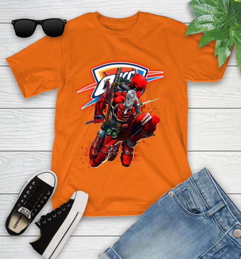NBA Deadpool Marvel Comics Sports Basketball Oklahoma City Thunder Youth T-Shirt 7