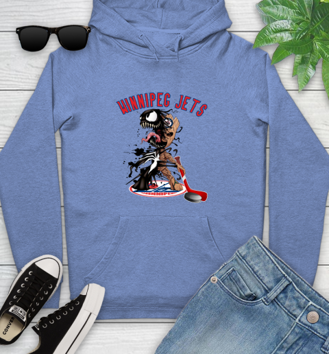 NHL Winnipeg Jets Hockey Venom Groot Guardians Of The Galaxy Youth Hoodie 12