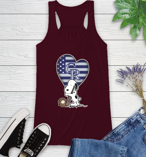 Colorado Rockies MLB Baseball The Peanuts Movie Adorable Snoopy Racerback Tank 3