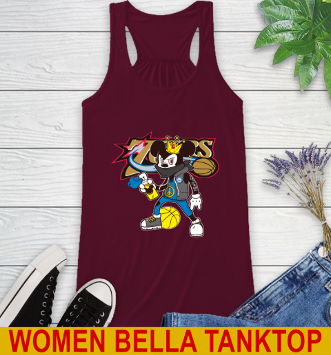 Philadelphia 76ers NBA Basketball Mickey Peace Sign Sports Racerback Tank 3