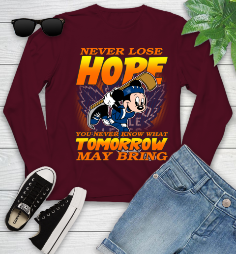 Toronto Maple Leafs NHL Hockey ootball Mickey Disney Never Lose Hope Youth Long Sleeve 6