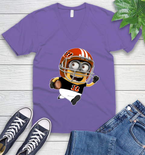 NFL Cincinnati Bengals Minions Disney Football Sports V-Neck T-Shirt 10