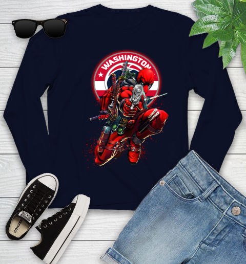 NBA Deadpool Marvel Comics Sports Basketball Washington Wizards Youth Long Sleeve 3