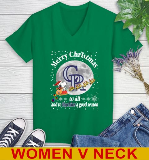Colorado Rockies Merry Christmas To All And To Rockies A Good Season MLB Baseball Sports Women's V-Neck T-Shirt 5