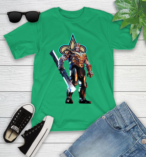 NFL Thanos Gauntlet Avengers Endgame Football New Orleans Saints Youth T-Shirt 6