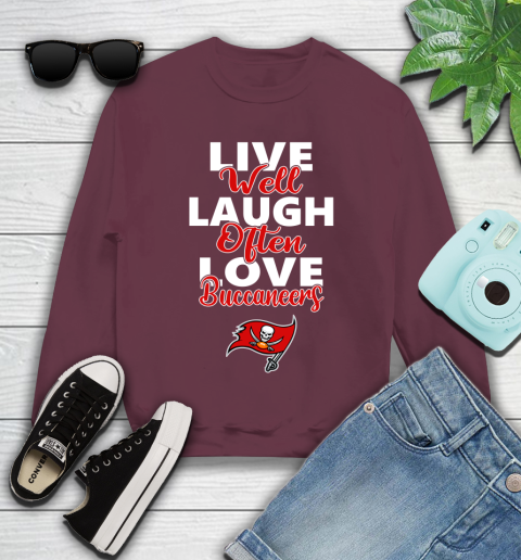 NFL Football Tampa Bay Buccaneers Live Well Laugh Often Love Shirt Youth Sweatshirt 3