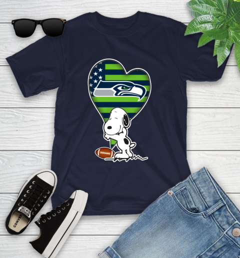 Seattle Seahawks NFL Football The Peanuts Movie Adorable Snoopy Youth T-Shirt 3