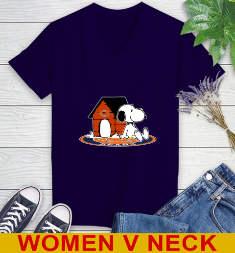 NFL Football Chicago Bears Snoopy The Peanuts Movie Shirt Women's V-Neck T-Shirt 4