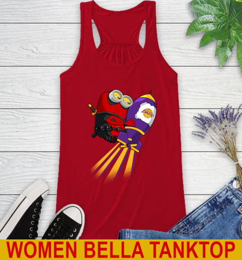 NBA Basketball Los Angeles Lakers Deadpool Minion Marvel Shirt Racerback Tank 4