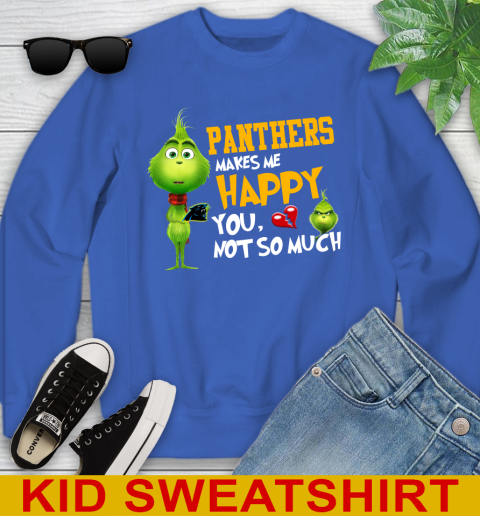 NFL Carolina Panthers Makes Me Happy You Not So Much Grinch Football Sports Youth Sweatshirt 6