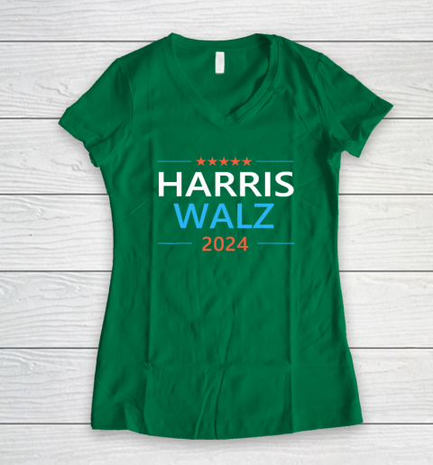 Harris Walz 2024 For President Patriotic Kamala Democrat Women's V-Neck T-Shirt 3