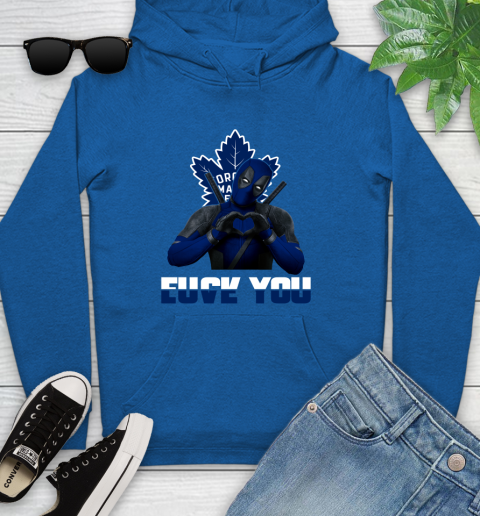 NHL Toronto Maple Leafs Deadpool Love You Fuck You Hockey Sports Youth Hoodie 11