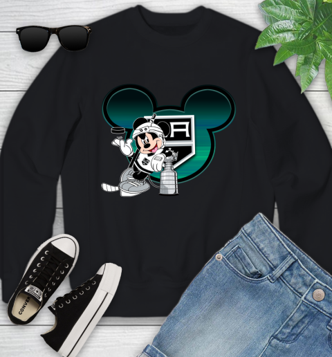 NHL Los Angeles Kings Stanley Cup Mickey Mouse Disney Hockey T Shirt Youth Sweatshirt 2