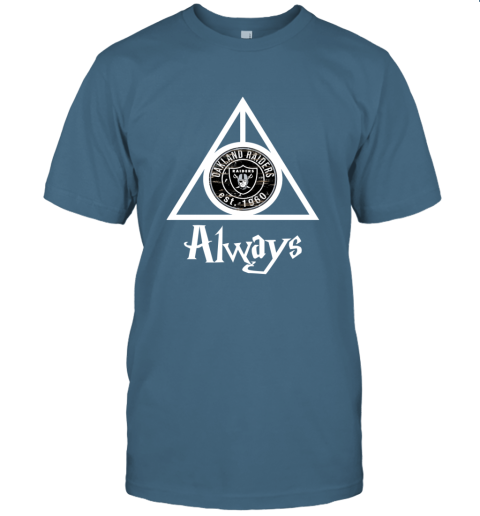 Always Love The Oakland Raiders x Harry Potter Mashup NFL nrqj always love the oakland raiders x harry potter mas classic t shirt 2 front indigo blue