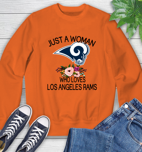 NFL Just A Woman Who Loves Los Angeles Rams Football Sports Sweatshirt 2