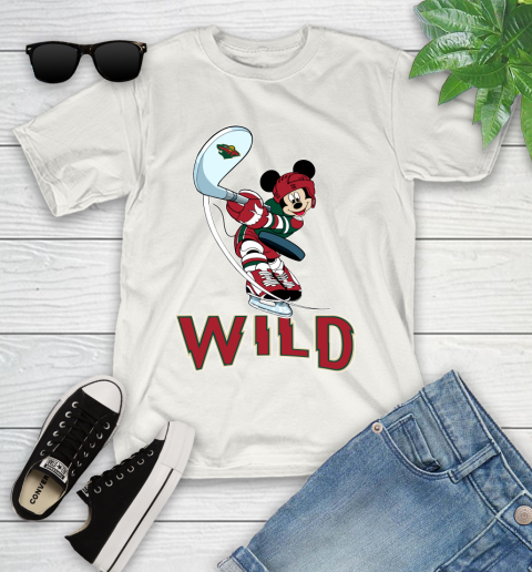 NHL Hockey Minnesota Wild Cheerful Mickey Mouse Shirt Youth T-Shirt 2