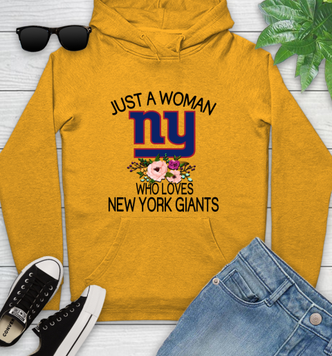 NFL Just A Woman Who Loves New York Giants Football Sports Youth Hoodie 2