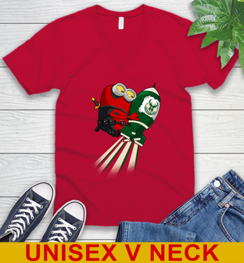 NBA Basketball Milwaukee Bucks Deadpool Minion Marvel Shirt V-Neck T-Shirt 7 NBA Basketball Milwaukee Bucks Deadpool Minion Marvel Shirt V-Neck T-Shirt - Image 7