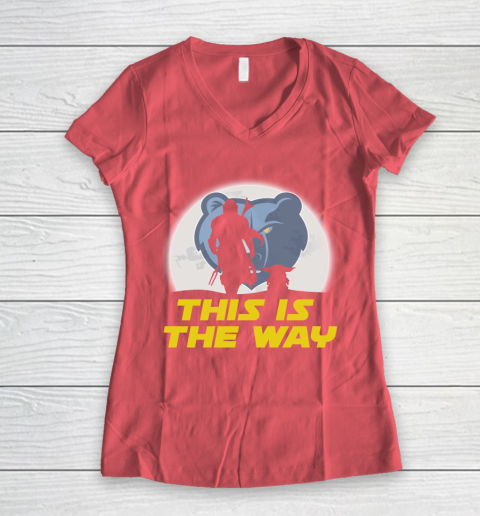 Memphis Grizzlies NBA Basketball Star Wars Yoda And Mandalorian This Is The Way Women's V-Neck T-Shirt 4