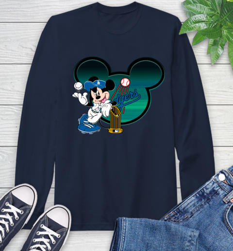 MLB Los Angeles Dodgers The Commissioner's Trophy Mickey Mouse Disney Long Sleeve T-Shirt 4