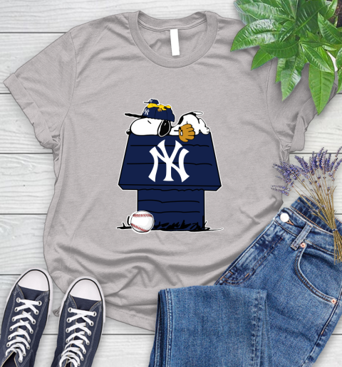 MLB New York Yankees Snoopy Woodstock The Peanuts Movie Baseball T Shirt Women's T-Shirt 10