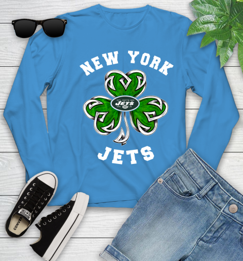 NFL New York Jets Three Leaf Clover St Patrick's Day Football Sports Youth Long Sleeve 8
