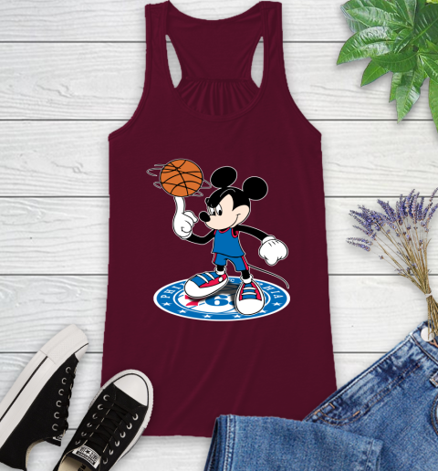 NBA Basketball Philadelphia 76ers Cheerful Mickey Disney Shirt Racerback Tank 3
