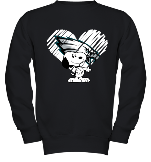 I Love Philadelphia Eagles Snoopy In My Heart NFL Youth Sweatshirt