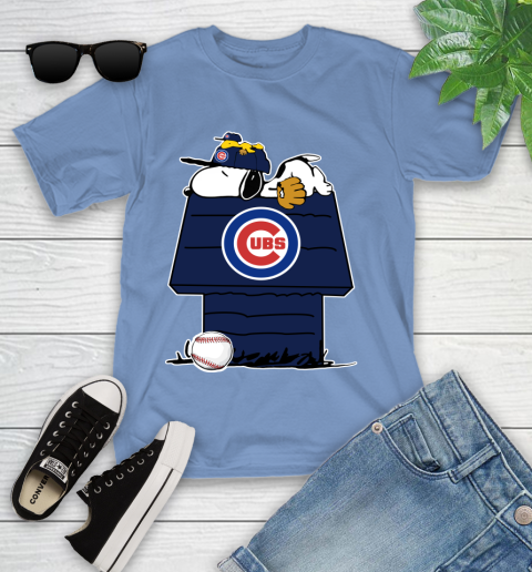 MLB Chicago Cubs Snoopy Woodstock The Peanuts Movie Baseball T Shirt Youth T-Shirt 11