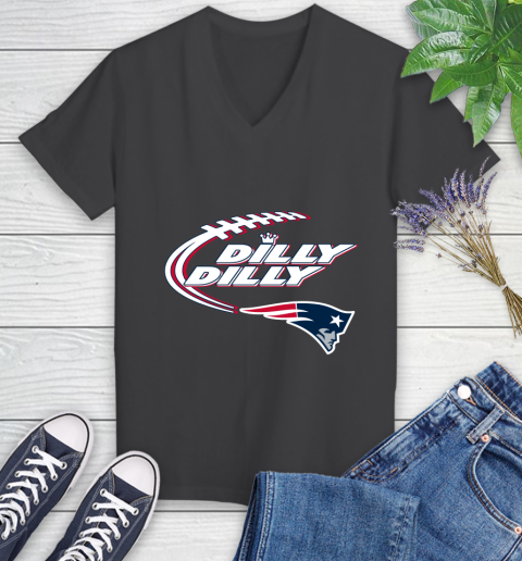 NFL New England Patriots Dilly Dilly Football Sports Women's V-Neck T-Shirt 8
