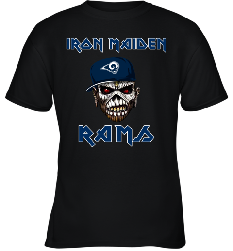 NFL Los Angeles Rams Iron Maiden Rock Band Music Football Sports OtuHPCHZ8LV youth t shirt 26 95 151514 front black