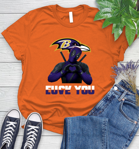 NHL Baltimore Ravens Deadpool Love You Fuck You Football Sports Women's T-Shirt 3