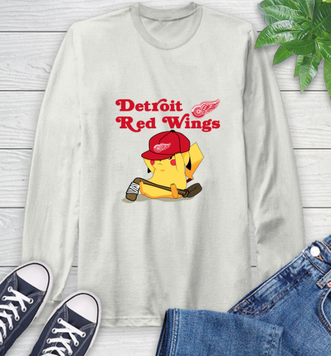 NHL Pikachu Hockey Sports Detroit Red Wings Long Sleeve T-Shirt 12