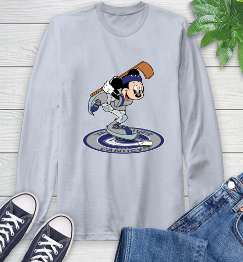 NHL Hockey Vancouver Canucks Cheerful Mickey Disney Shirt Long Sleeve T-Shirt 6