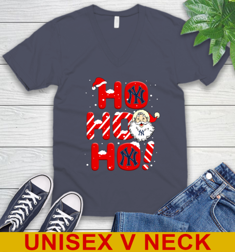New York Yankees MLB Baseball Ho Ho Ho Santa Claus Merry Christmas Shirt V-Neck T-Shirt 7