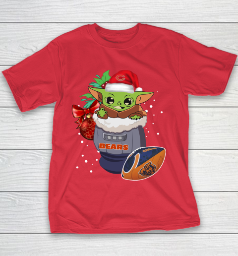 Chicago Bears Christmas Baby Yoda Star Wars Funny Happy NFL Youth T-Shirt 9