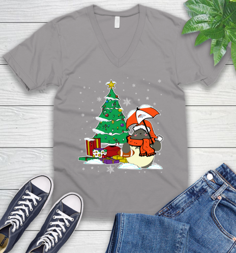 Denver Broncos NFL Football Cute Tonari No Totoro Christmas Sports V-Neck T-Shirt 3