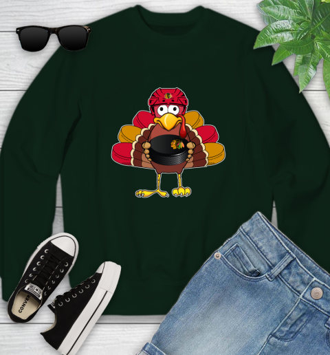 Chicago Blackhawks Turkey Thanksgiving Day Youth Sweatshirt 10
