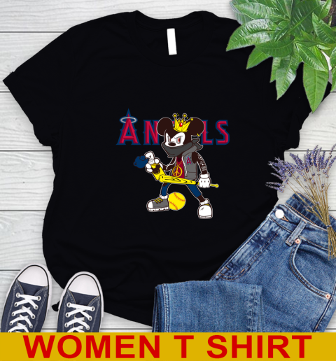 Los Angeles Angels MLB Baseball Mickey Peace Sign Sports Women's T-Shirt 2