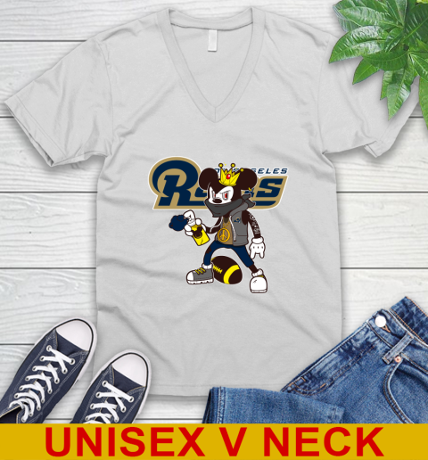 Los Angeles Rams NFL Football Mickey Peace Sign Sports V-Neck T-Shirt