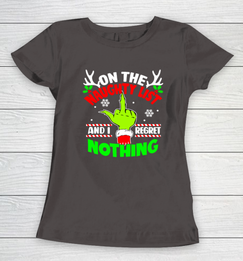 Funny On The List Of Naughty And I Regret Nothing Christmas Women's T-Shirt 5