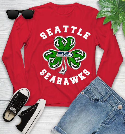 NFL Seattle Seahawks Three Leaf Clover St Patrick's Day Football Sports Youth Long Sleeve 11