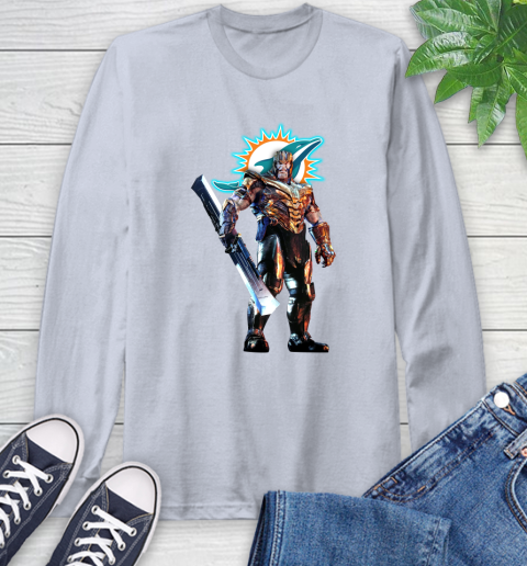 NFL Thanos Gauntlet Avengers Endgame Football Miami Dolphins Long Sleeve T-Shirt 6