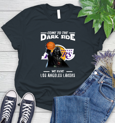 NBA Come To The Dark Side We Have Los Angeles Lakers Star Wars Darth Vader Basketball Women's T-Shirt 8